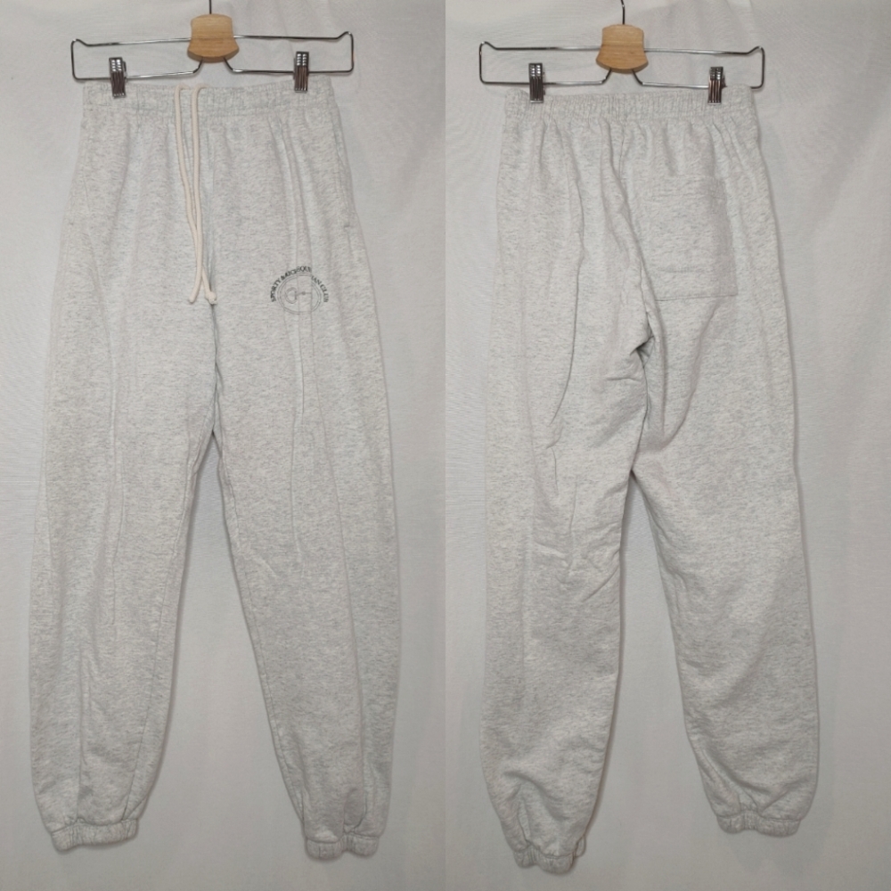 Sporty & Rich Equestrian Club Sweat Pants Heather Gray Small S Cotton Blend
